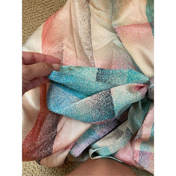 Marc By Marc Jacobs - Multicolored Pastel Plaid Short Sleeve Silk Blouse W/ Neck - Picture 6 of 6